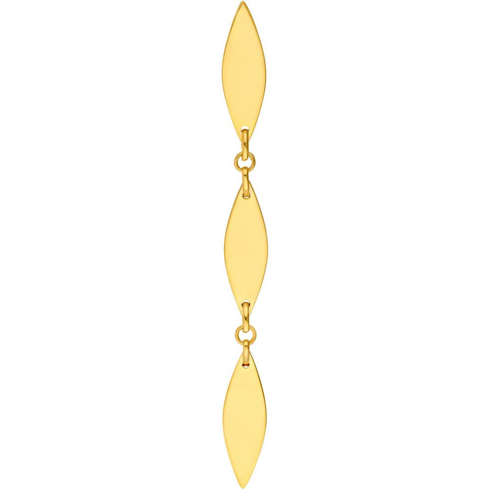 Olas d'Oro - 14K Yellow Gold Mirror Diamond Shape Link Dangle Earrings