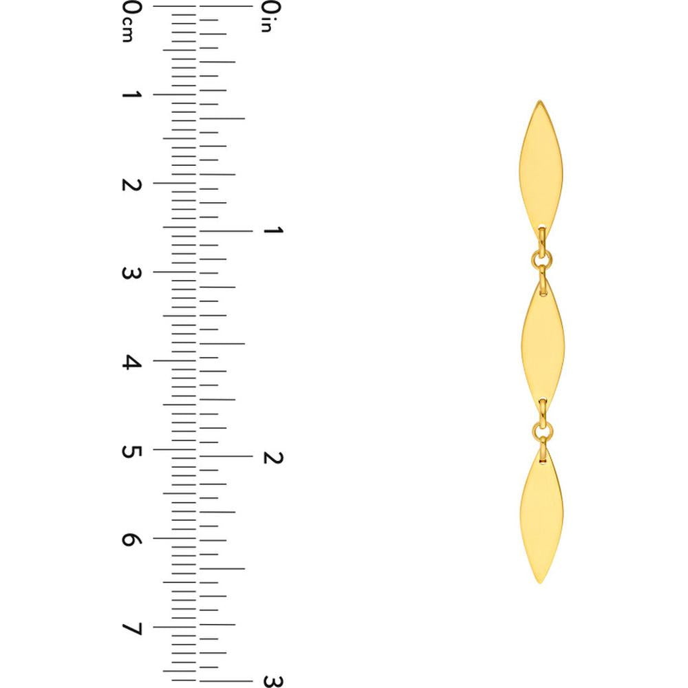 Olas d'Oro - 14K Yellow Gold Mirror Diamond Shape Link Dangle Earrings