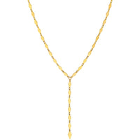 Olas d'Oro - 14K Yellow Gold Mirror Diamond Shape Link Lariat Necklace - 6.05g