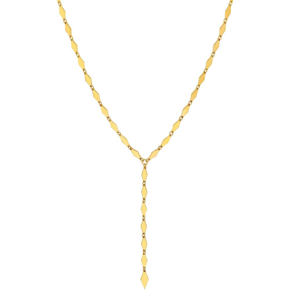 Olas d'Oro - 14K Yellow Gold Mirror Diamond Shape Link Lariat Necklace - 6.05g