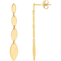Olas d'Oro - 14K Yellow Gold Mirror Graduated Oval Shape Link Dangle Earrings - 2.08g
