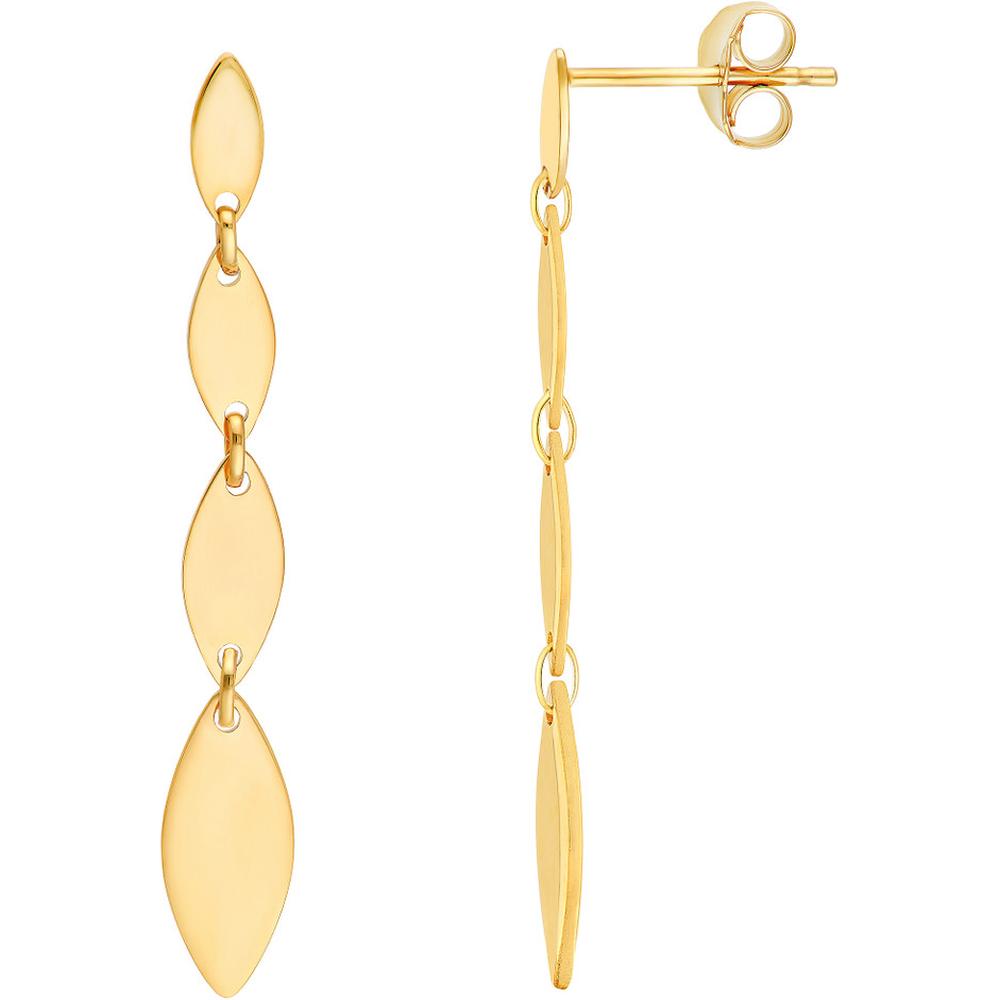 Olas d'Oro - 14K Yellow Gold Mirror Graduated Oval Shape Link Dangle Earrings - 2.08g