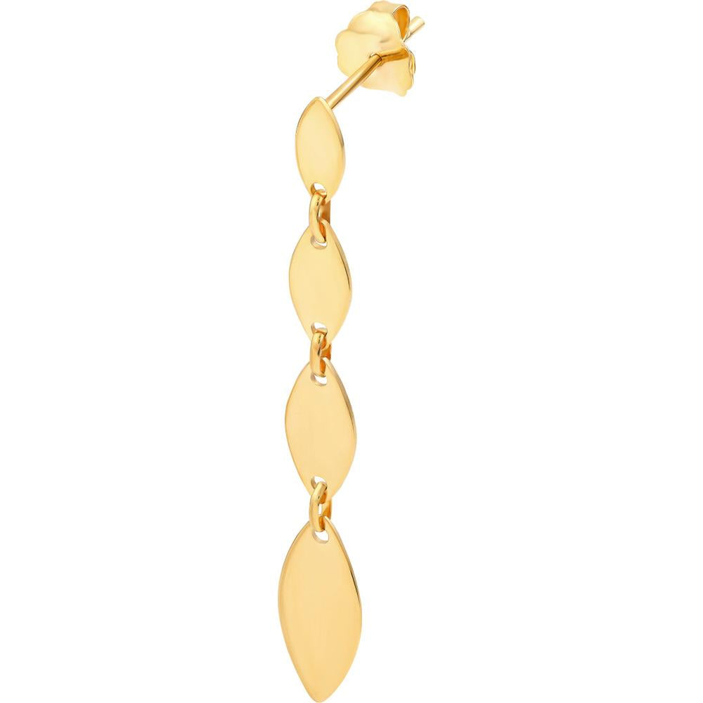 Olas d'Oro - 14K Yellow Gold Mirror Graduated Oval Shape Link Dangle Earrings - 2.08g