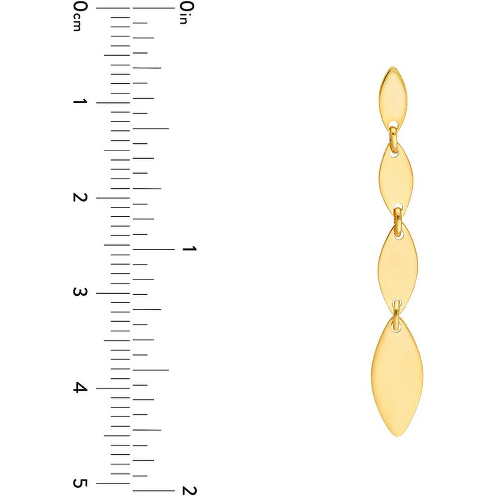 Olas d'Oro - 14K Yellow Gold Mirror Graduated Oval Shape Link Dangle Earrings - 2.08g