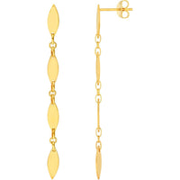 Olas d'Oro - 14K Yellow Gold Mirror Long Link Dangle Earrings - 2.15g Total Weight