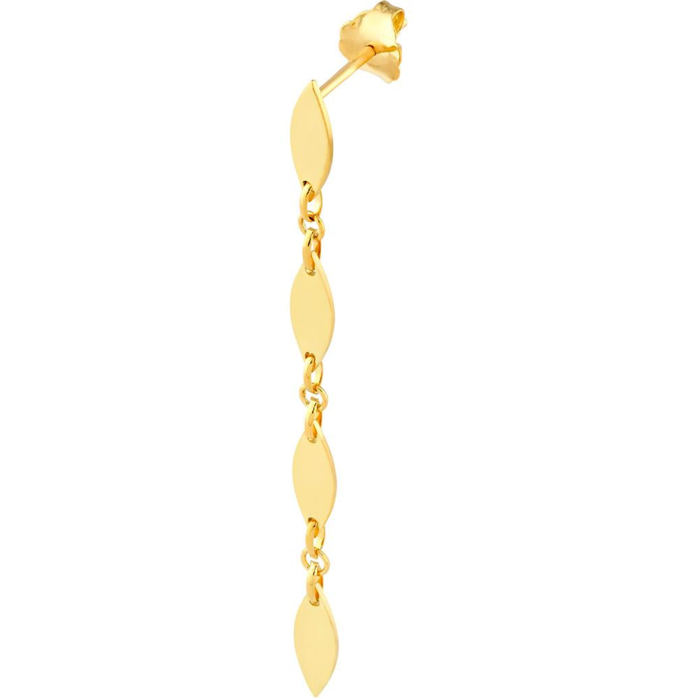 Olas d'Oro - 14K Yellow Gold Mirror Long Link Dangle Earrings - 2.15g Total Weight