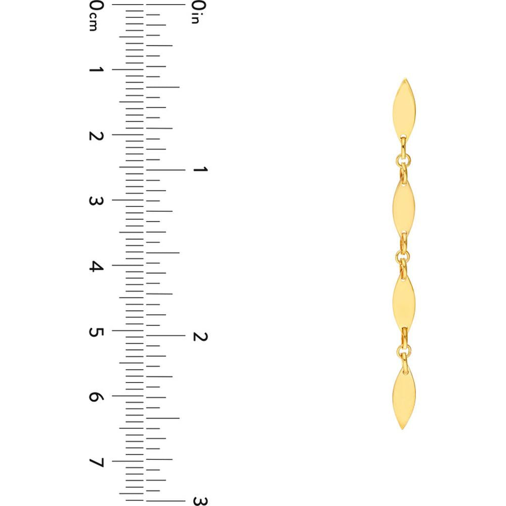 Olas d'Oro - 14K Yellow Gold Mirror Long Link Dangle Earrings - 2.15g Total Weight