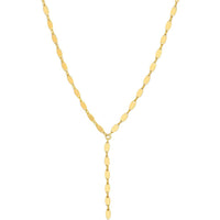 Olas d'Oro - 14K Yellow Gold Mirror Oval Shape Link Lariat Necklace  6.09g Total Weight