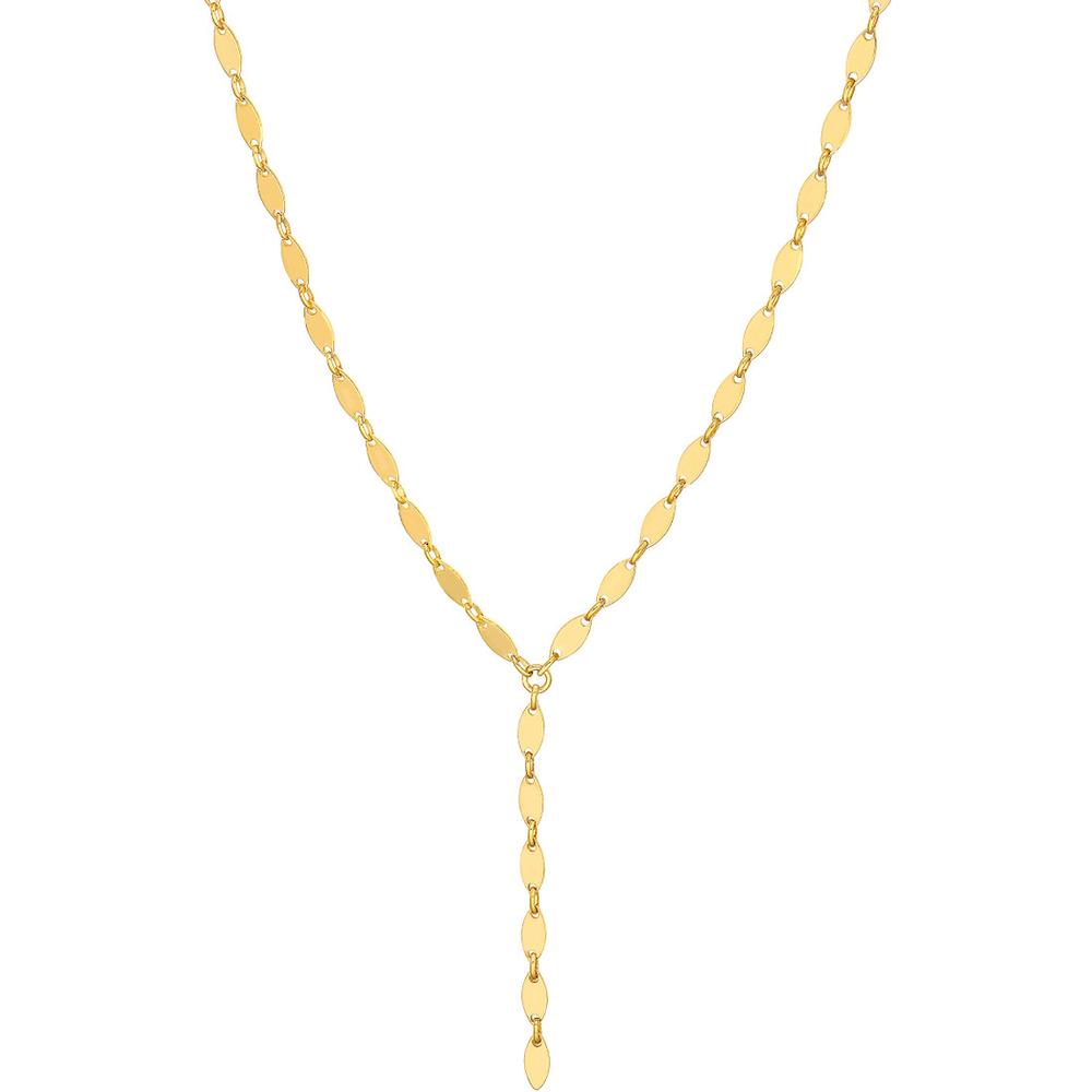 Olas d'Oro - 14K Yellow Gold Mirror Oval Shape Link Lariat Necklace  6.09g Total Weight