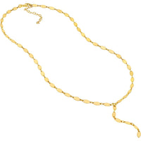 Olas d'Oro - 14K Yellow Gold Mirror Oval Shape Link Lariat Necklace  6.09g Total Weight
