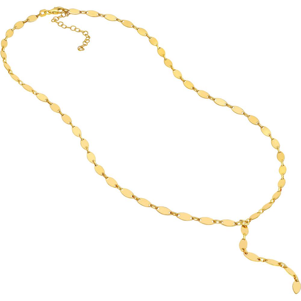 Olas d'Oro - 14K Yellow Gold Mirror Oval Shape Link Lariat Necklace  6.09g Total Weight