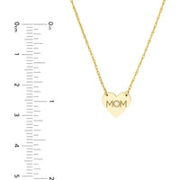 Olas d'Oro - 14K Yellow Gold "MOM" Heart Necklace with 1.2pt Diamond Pendant