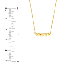 Olas d'Oro - 14K Yellow Gold "Mom" Heart Pendant Necklace - 1.14g Weight