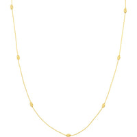Olas d'Oro - 14K Yellow Gold Moon Cut Bead Station Adjustable Necklace - Delicate 3mm Beads