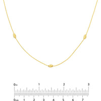 Olas d'Oro - 14K Yellow Gold Moon Cut Bead Station Adjustable Necklace - Delicate 3mm Beads