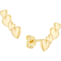 Olas d'Oro - 14K Yellow Gold Multi Heart Earrings - 1.46g Total Weight