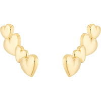 Olas d'Oro - 14K Yellow Gold Multi Heart Earrings - 1.46g Total Weight