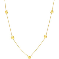 Olas d'Oro - 14K Yellow Gold Multi Heart Station Necklace  2.14g Total Weight