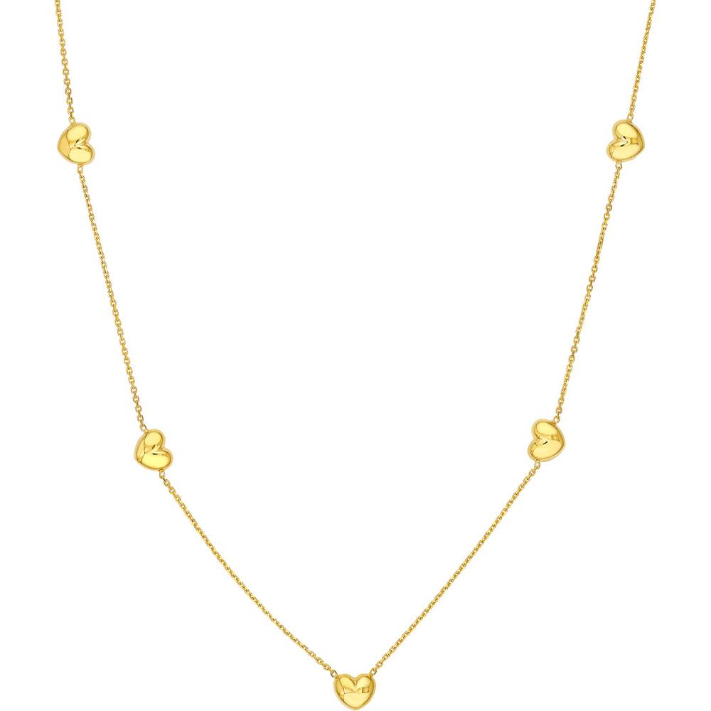 Olas d'Oro - 14K Yellow Gold Multi Heart Station Necklace  2.14g Total Weight