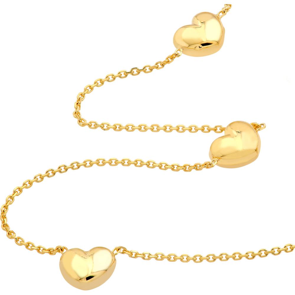 Olas d'Oro - 14K Yellow Gold Multi Heart Station Necklace  2.14g Total Weight