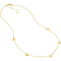 Olas d'Oro - 14K Yellow Gold Multi Heart Station Necklace  2.14g Total Weight
