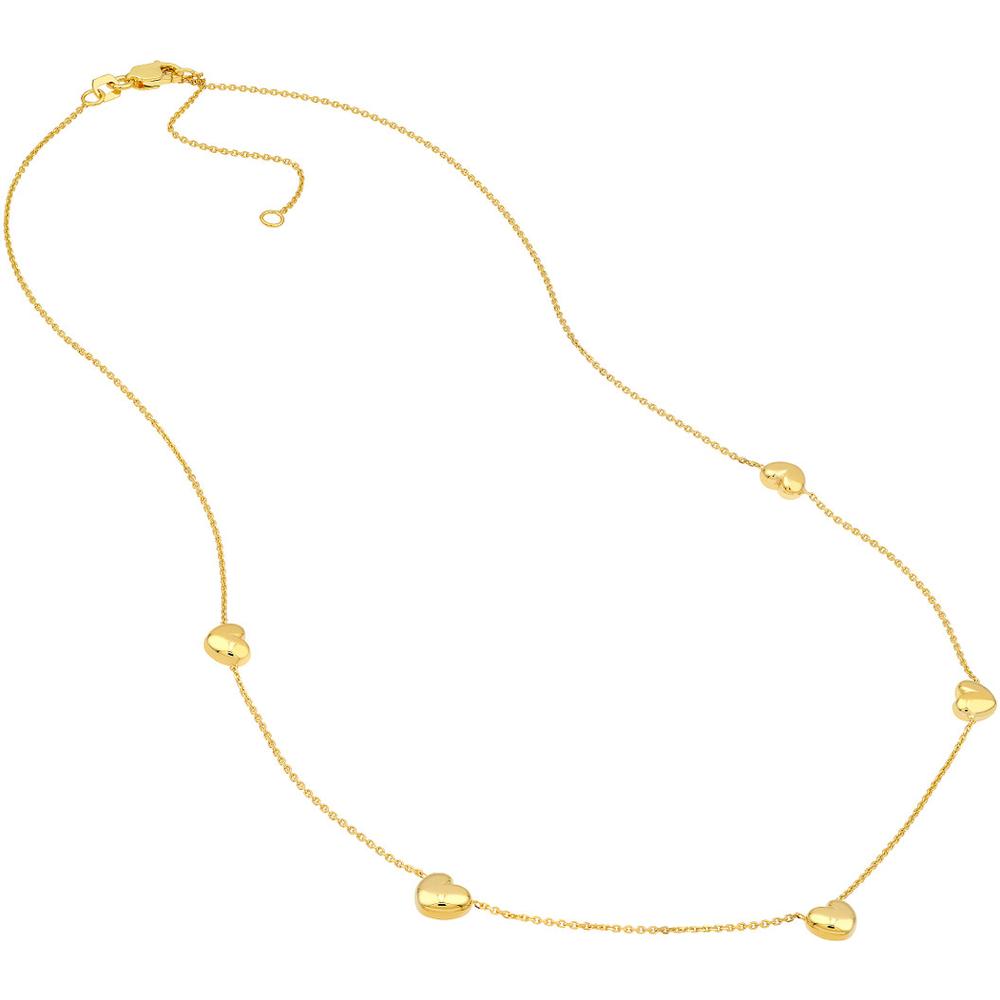 Olas d'Oro - 14K Yellow Gold Multi Heart Station Necklace  2.14g Total Weight