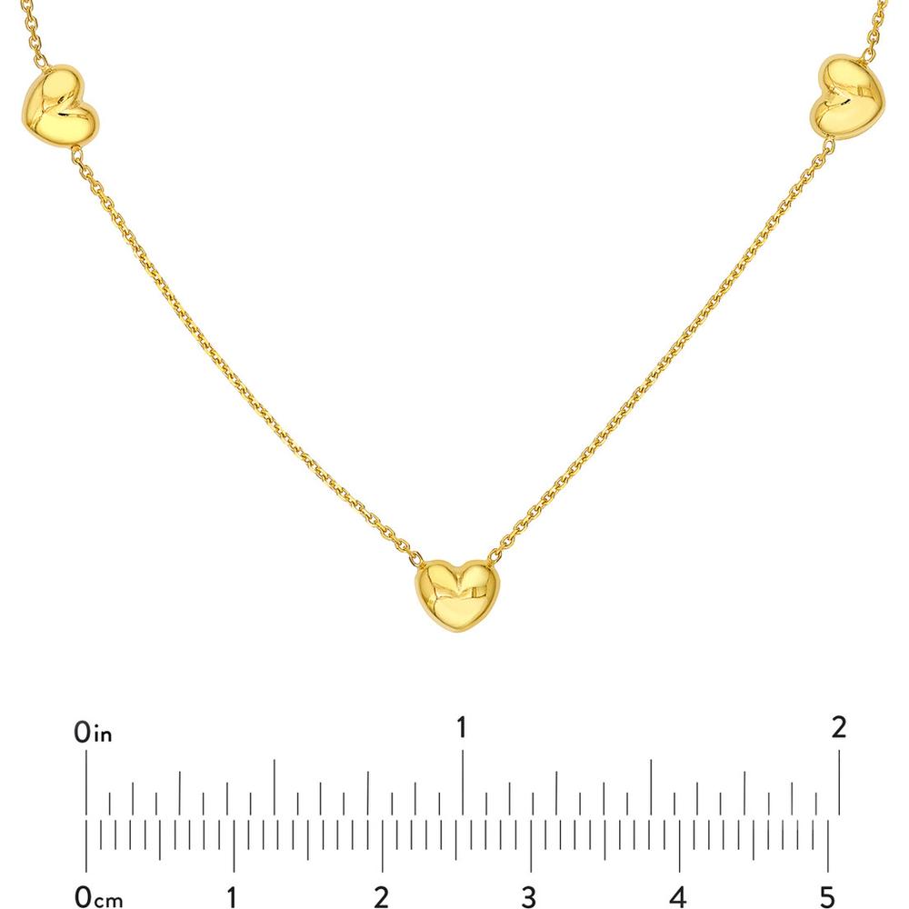 Olas d'Oro - 14K Yellow Gold Multi Heart Station Necklace  2.14g Total Weight