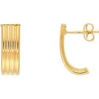 Olas d'Oro - 14K Yellow Gold Multi-Line Tube J Hoop Earrings 1.75 Grams Total Weight