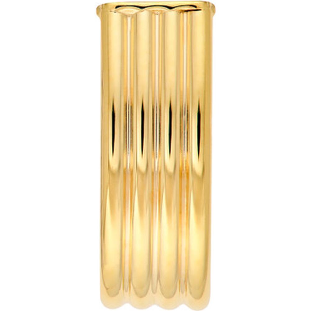 Olas d'Oro - 14K Yellow Gold Multi-Line Tube J Hoop Earrings 1.75 Grams Total Weight