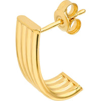 Olas d'Oro - 14K Yellow Gold Multi-Line Tube J Hoop Earrings 1.75 Grams Total Weight