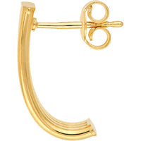 Olas d'Oro - 14K Yellow Gold Multi-Line Tube J Hoop Earrings 1.75 Grams Total Weight