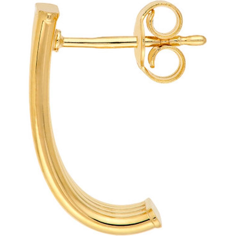 Olas d'Oro - 14K Yellow Gold Multi-Line Tube J Hoop Earrings 1.75 Grams Total Weight