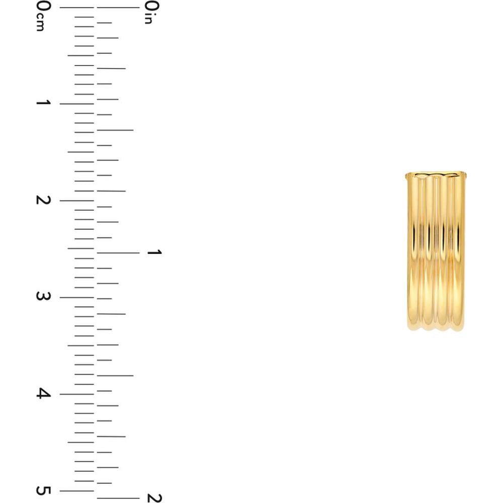 Olas d'Oro - 14K Yellow Gold Multi-Line Tube J Hoop Earrings 1.75 Grams Total Weight