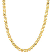 Olas d'Oro - 14K Yellow Gold Multi Row Polished Chain 10" Choker Necklace with Stampato 3D Effect