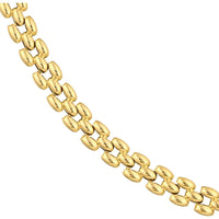 Olas d'Oro - 14K Yellow Gold Multi Row Polished Chain 10" Choker Necklace with Stampato 3D Effect