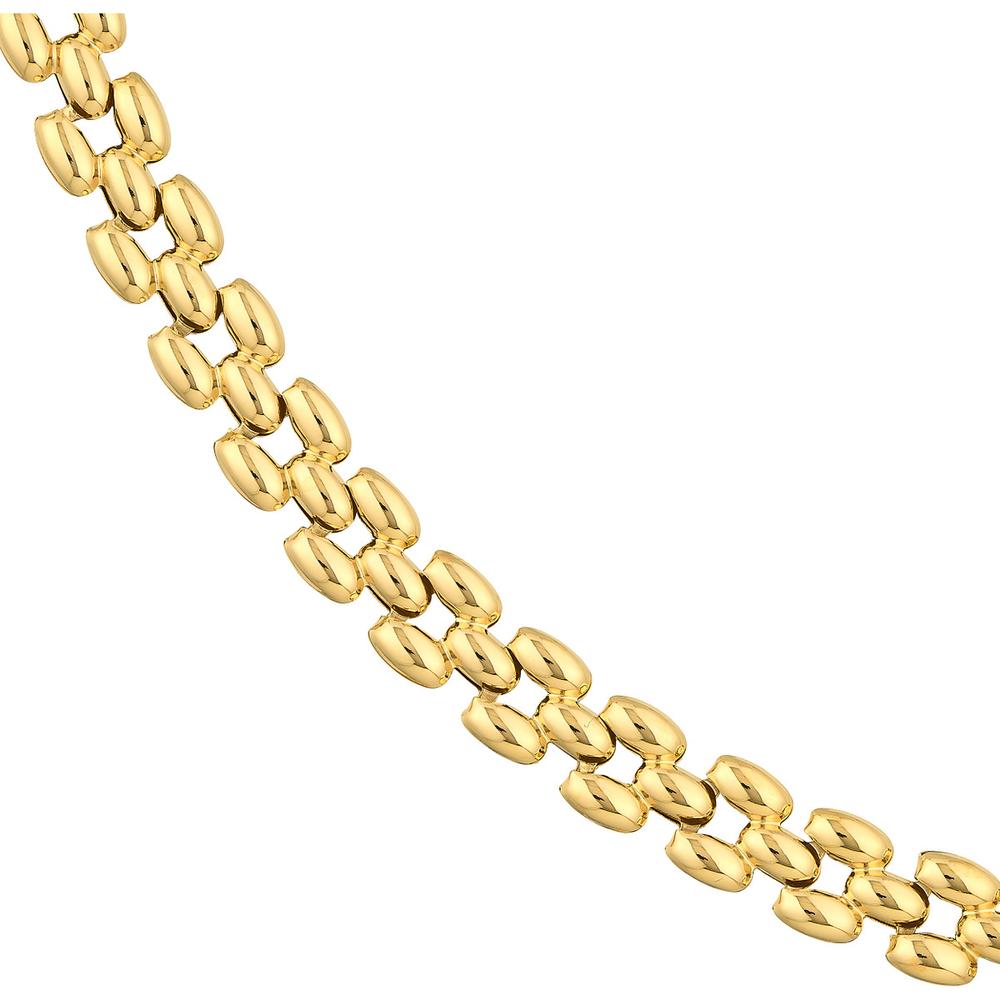 Olas d'Oro - 14K Yellow Gold Multi Row Polished Chain 10" Choker Necklace with Stampato 3D Effect