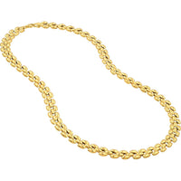 Olas d'Oro - 14K Yellow Gold Multi Row Polished Chain 10" Choker Necklace with Stampato 3D Effect
