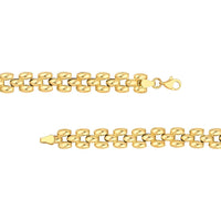 Olas d'Oro - 14K Yellow Gold Multi Row Polished Chain 10" Choker Necklace with Stampato 3D Effect