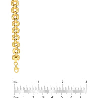 Olas d'Oro - 14K Yellow Gold Multi Row Polished Chain 10" Choker Necklace with Stampato 3D Effect
