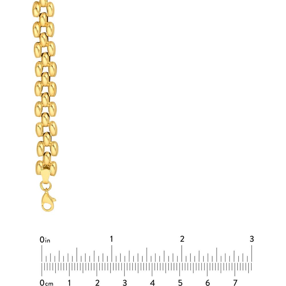 Olas d'Oro - 14K Yellow Gold Multi Row Polished Chain 10" Choker Necklace with Stampato 3D Effect