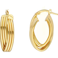 Olas d'Oro - 14K Yellow Gold Multi Tube Knot Hoop Earrings - 4.00g Total Weight