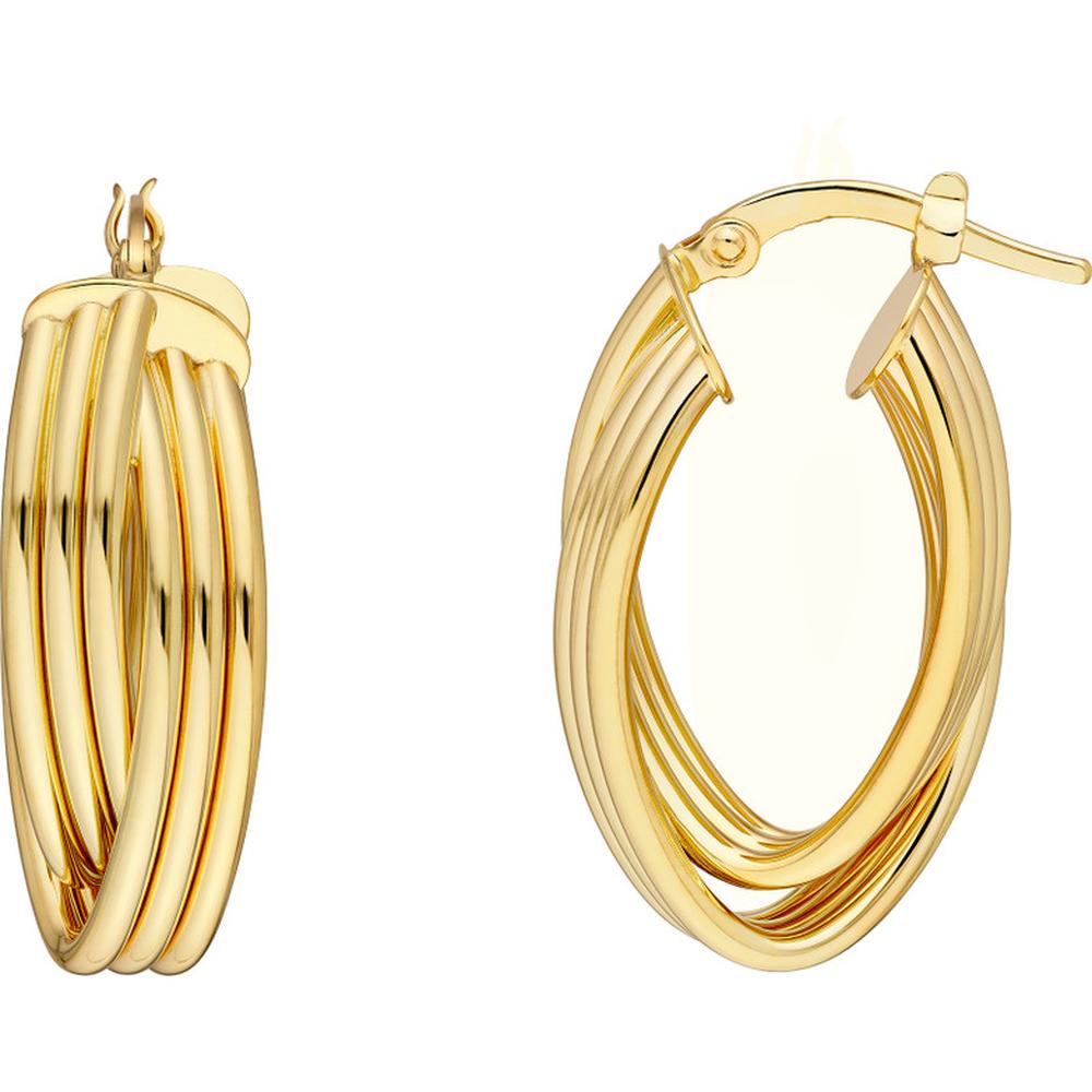 Olas d'Oro - 14K Yellow Gold Multi Tube Knot Hoop Earrings - 4.00g Total Weight