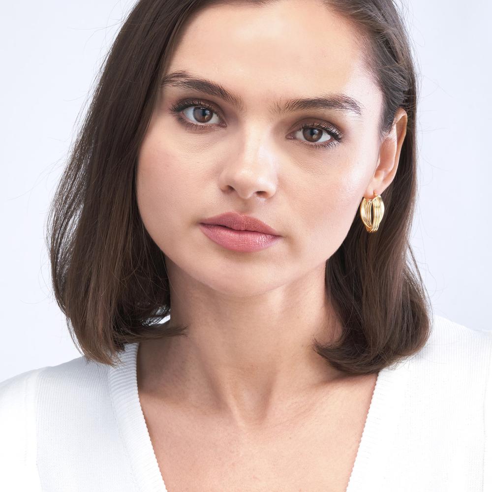 Olas d'Oro - 14K Yellow Gold Multi Tube Knot Hoop Earrings - 4.00g Total Weight