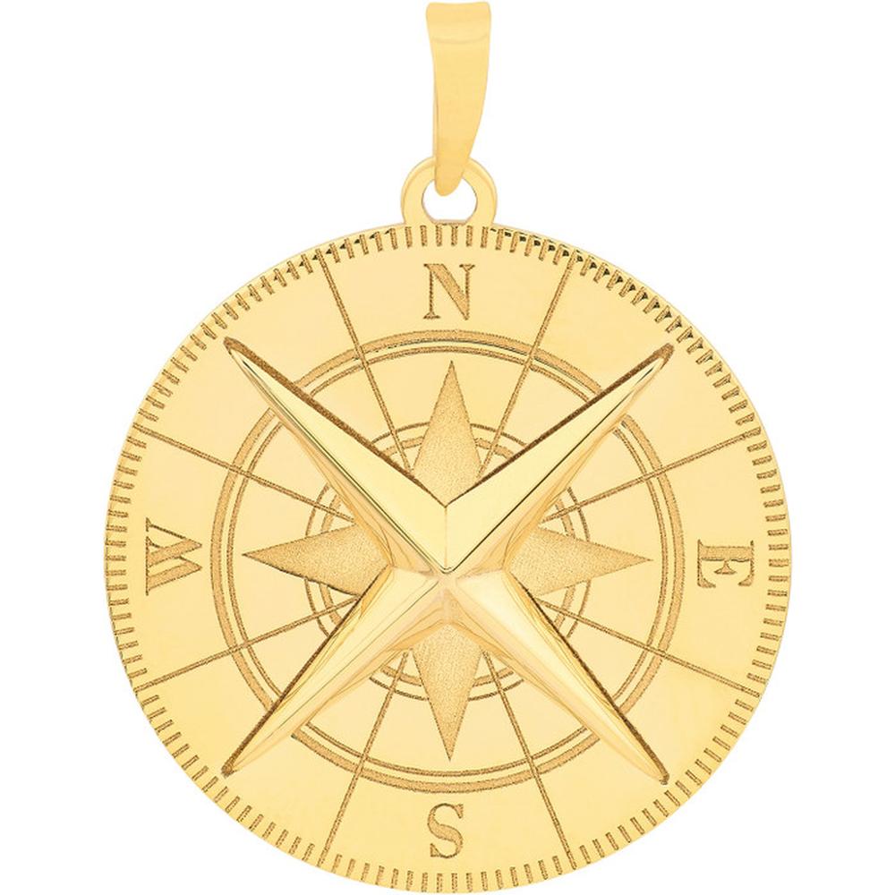 Olas d'Oro - 14K Yellow Gold Nautical Compass Pendant  4.42g Total Weight