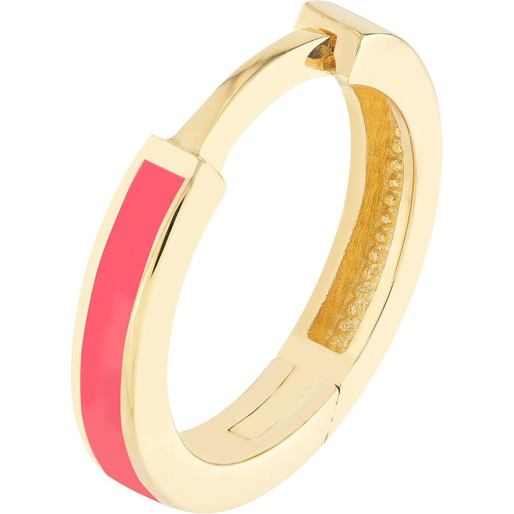 Olas d'Oro - 14K Yellow Gold Neon Pink Enamel Baby Hoop Earrings - 1.50g