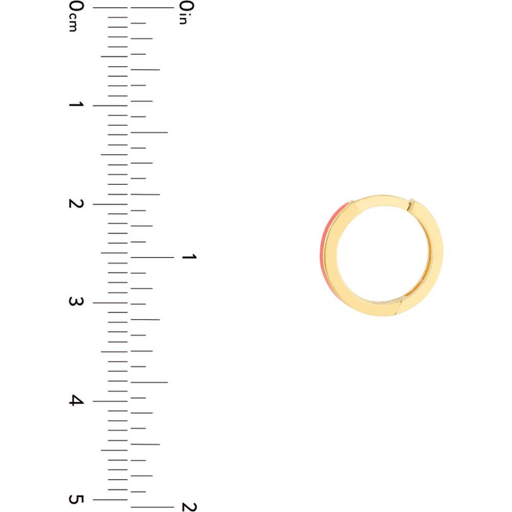 Olas d'Oro - 14K Yellow Gold Neon Pink Enamel Baby Hoop Earrings - 1.50g