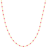 Olas d'Oro - 14K Yellow Gold Neon Pink Enamel Bead Piatto Chain Necklace - 18''
