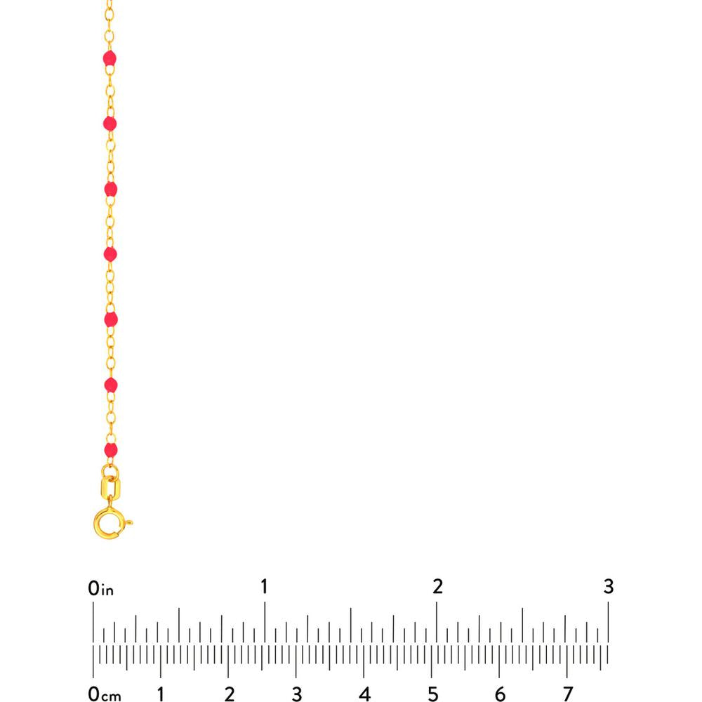 Olas d'Oro - 14K Yellow Gold Neon Pink Enamel Bead Piatto Chain Necklace - 18''