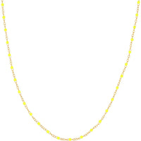Olas d'Oro - 14K Yellow Gold Neon Yellow Enamel Bead Piatto Chain Necklace - 18" Length