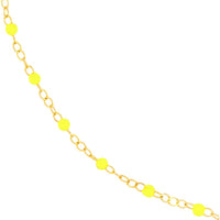 Olas d'Oro - 14K Yellow Gold Neon Yellow Enamel Bead Piatto Chain Necklace - 18" Length